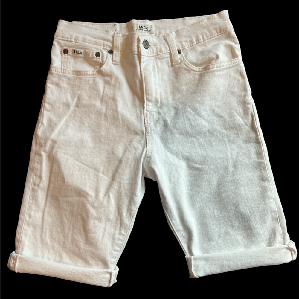 Boys Polo by Ralph Lauren White Denim Bermuda Shorts